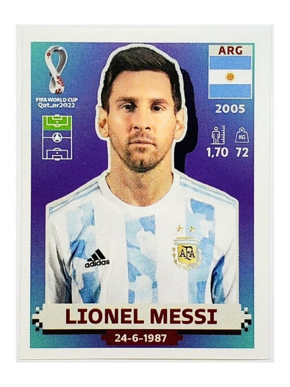 LIONEL MESSI STICKER 2022 PANINI FIFA WORLD CUP SOCCER QATAR #ARG 20 SUPERSTAR!